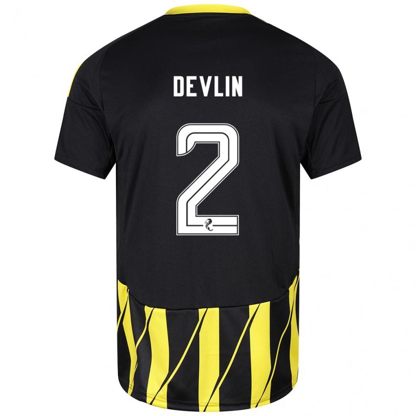 Kinderen Nicky Devlin #2 Zwart Geel Uitshirt Uittenue 2024/25 T-Shirt