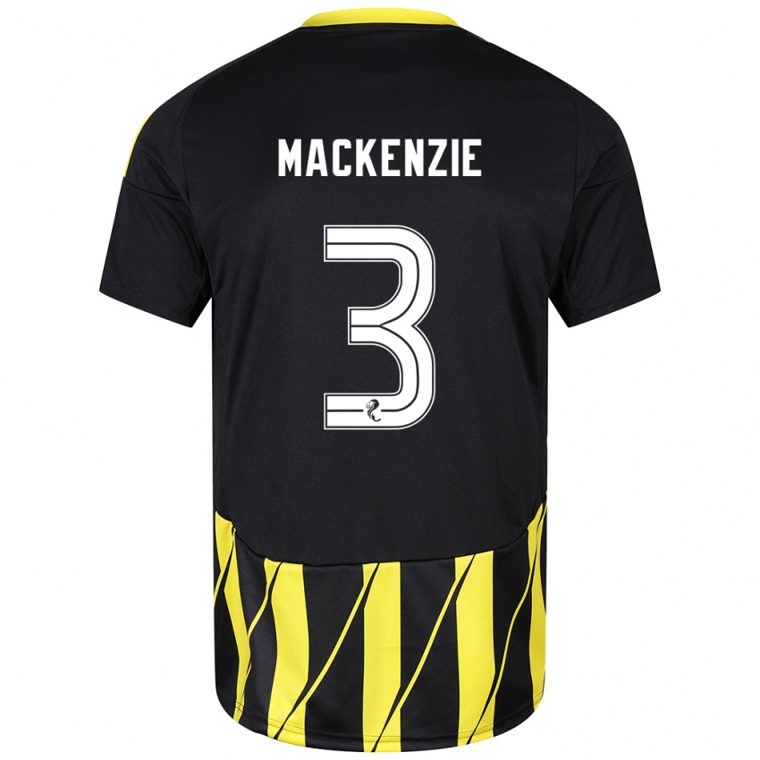 Kinderen Jack Mackenzie #3 Zwart Geel Uitshirt Uittenue 2024/25 T-Shirt