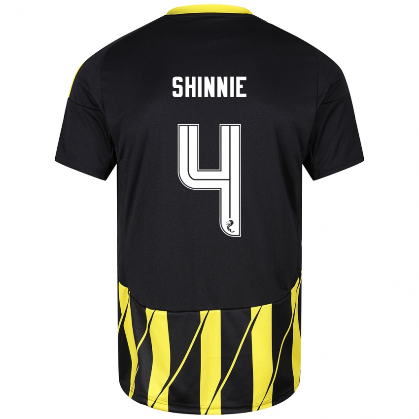 Kinderen Graeme Shinnie #4 Zwart Geel Uitshirt Uittenue 2024/25 T-Shirt