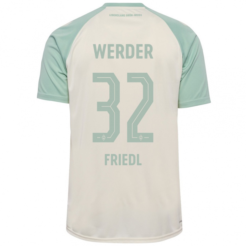 Kinderen Marco Friedl #32 Off-White Lichtgroen Uitshirt Uittenue 2024/25 T-Shirt