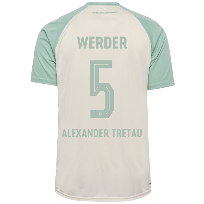 Kinderen Hans Alexander Tretau #5 Off-White Lichtgroen Uitshirt Uittenue 2024/25 T-Shirt