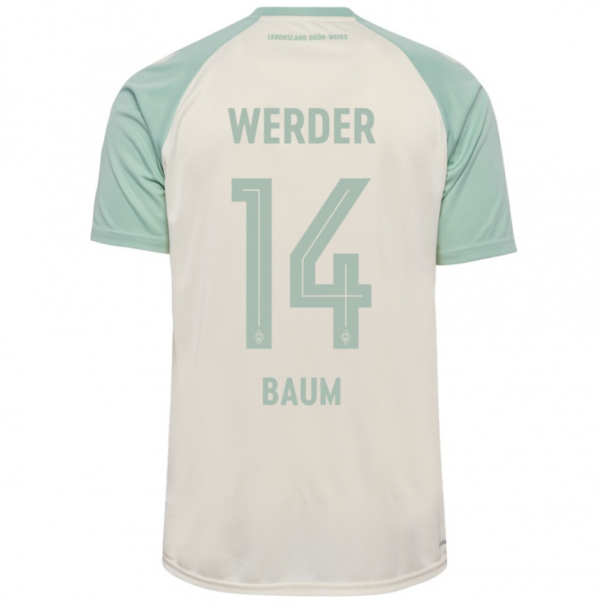 Kinderen Lennart Baum #14 Off-White Lichtgroen Uitshirt Uittenue 2024/25 T-Shirt