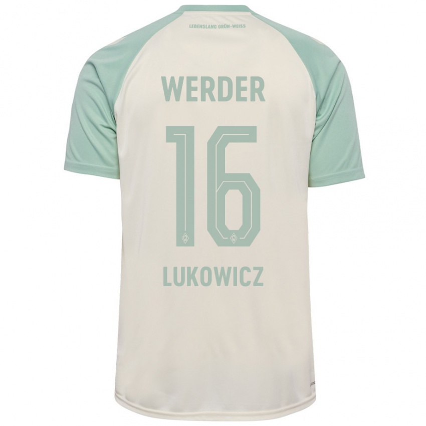 Kinderen Maik Lukowicz #16 Off-White Lichtgroen Uitshirt Uittenue 2024/25 T-Shirt