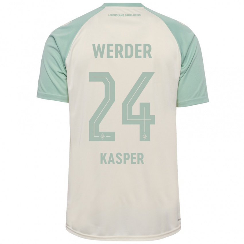 Kinderen Dominik Kasper #24 Off-White Lichtgroen Uitshirt Uittenue 2024/25 T-Shirt