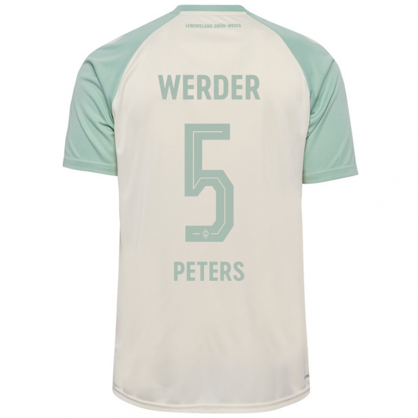 Kinderen Joshua Peters #5 Off-White Lichtgroen Uitshirt Uittenue 2024/25 T-Shirt