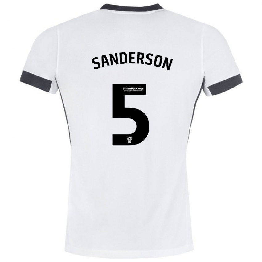 Kinderen Dion Sanderson #5 Wit Zwart Uitshirt Uittenue 2024/25 T-Shirt