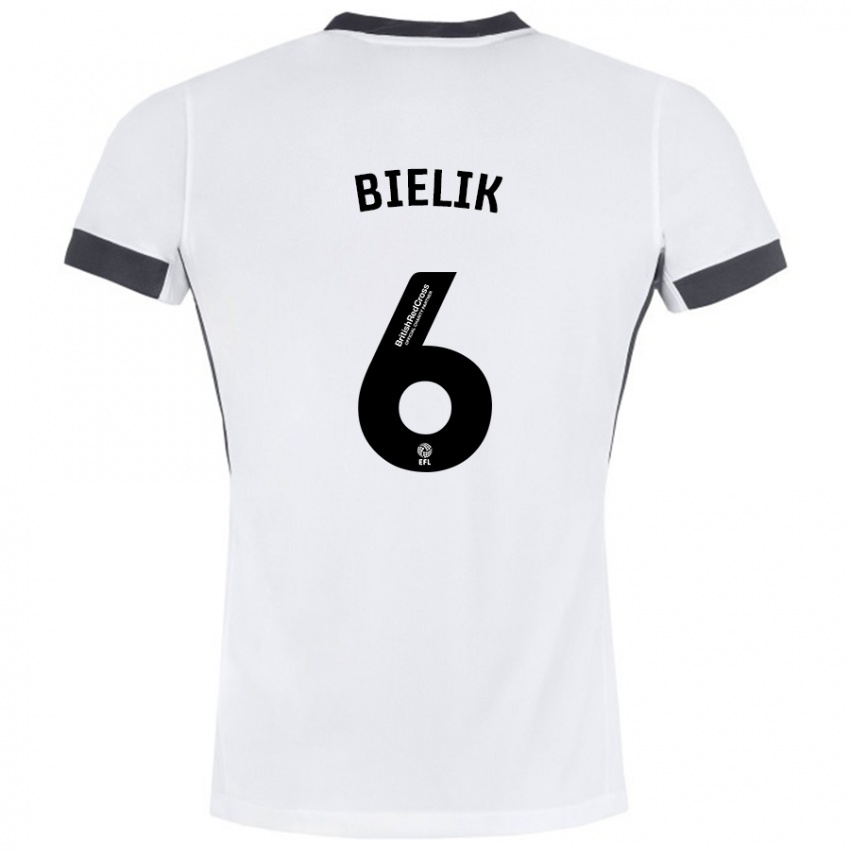 Kinderen Krystian Bielik #6 Wit Zwart Uitshirt Uittenue 2024/25 T-Shirt