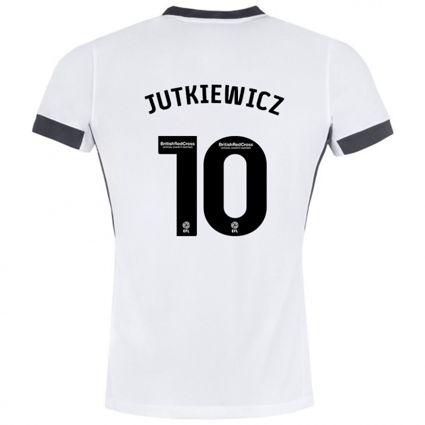 Kinderen Lukas Jutkiewicz #10 Wit Zwart Uitshirt Uittenue 2024/25 T-Shirt