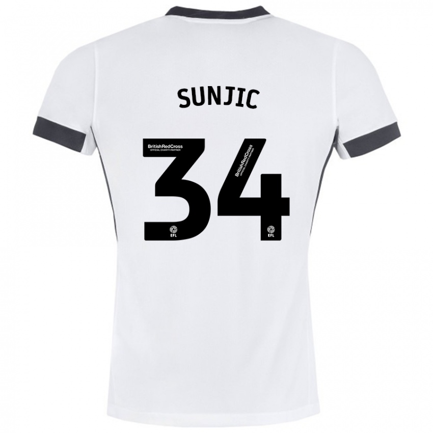 Kinderen Ivan Sunjic #34 Wit Zwart Uitshirt Uittenue 2024/25 T-Shirt