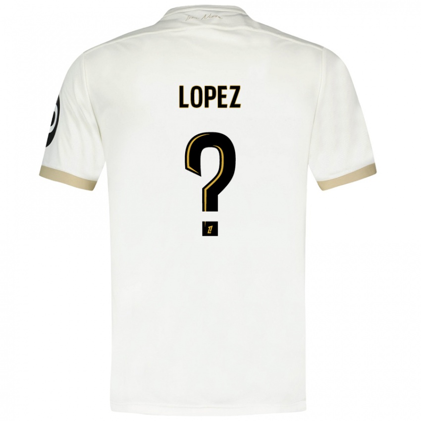 Kinderen Kylian Lopez #0 Wit Goud Uitshirt Uittenue 2024/25 T-Shirt