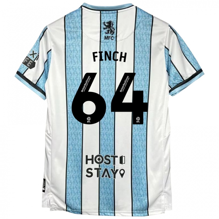 Kinderen Sonny Finch #64 Witblauw Uitshirt Uittenue 2024/25 T-Shirt