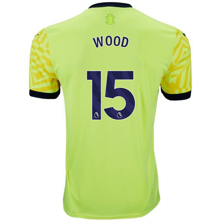 Kinderen Nathan Wood #15 Geel Uitshirt Uittenue 2024/25 T-Shirt