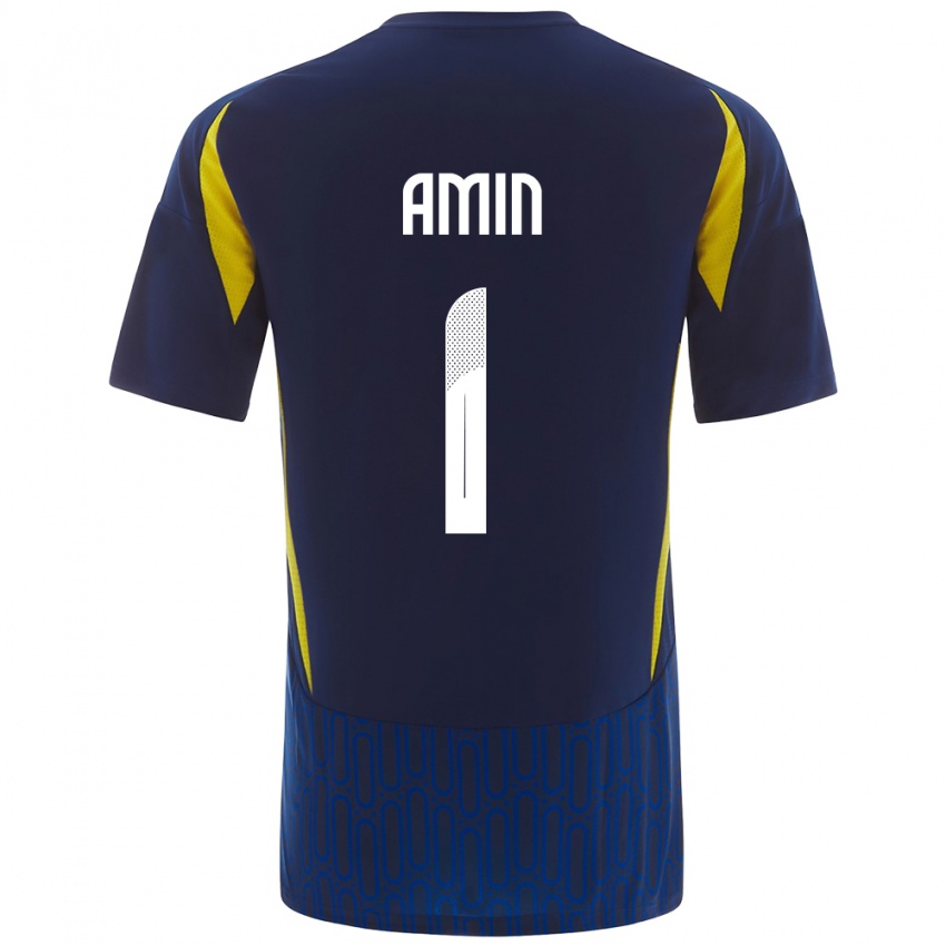 Kinderen Amin Al-Bukhari #1 Blauw Geel Uitshirt Uittenue 2024/25 T-Shirt