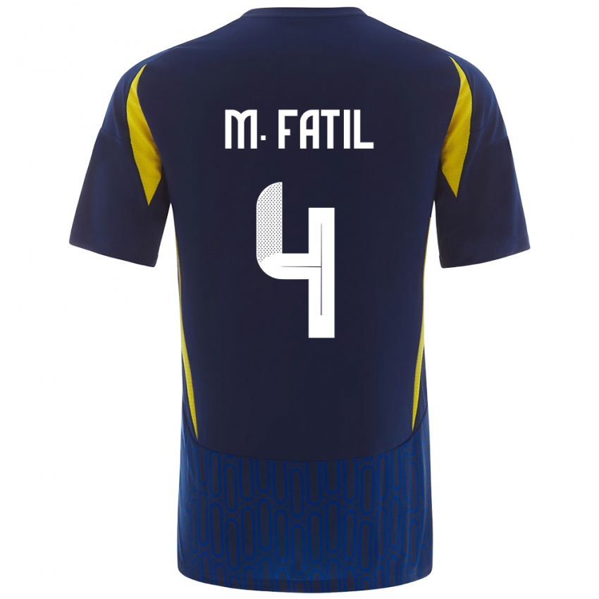 Kinderen Mohammed Al-Fatil #4 Blauw Geel Uitshirt Uittenue 2024/25 T-Shirt