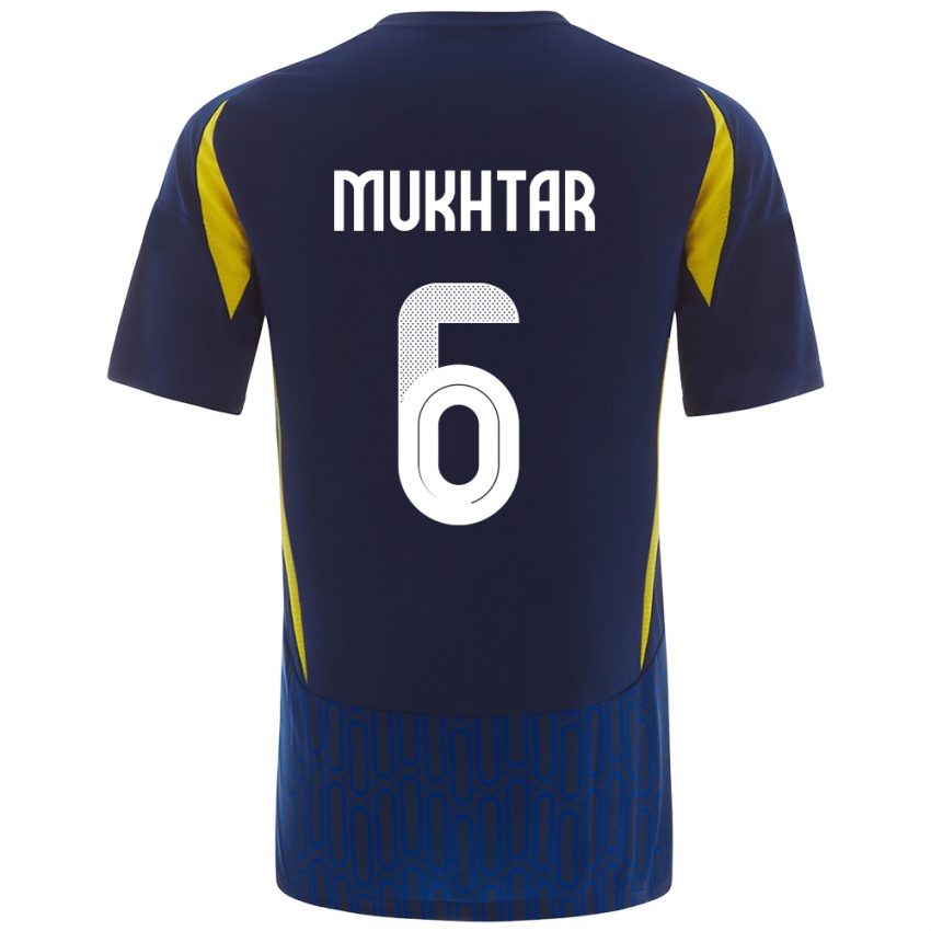 Kinderen Mukhtar Ali #6 Blauw Geel Uitshirt Uittenue 2024/25 T-Shirt