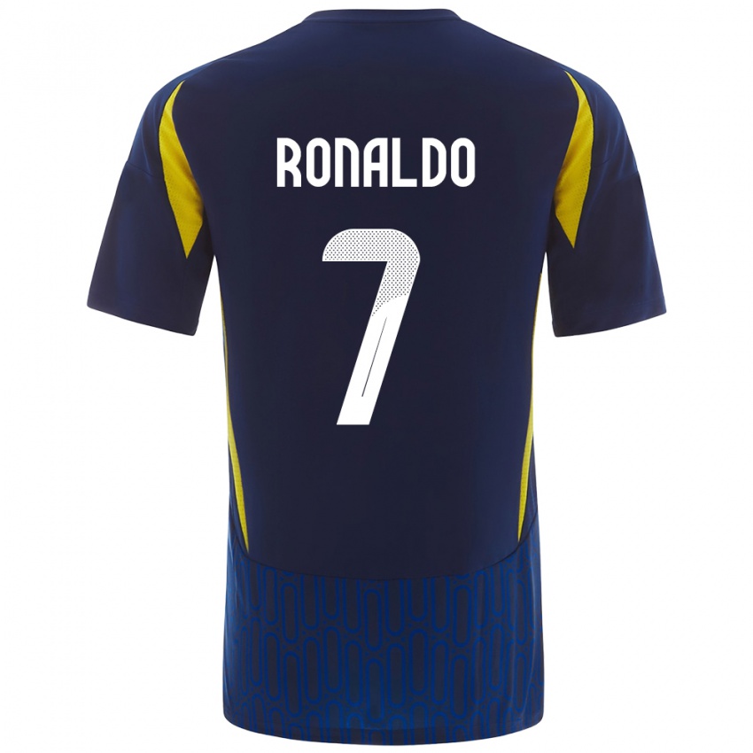 Kinderen Cristiano Ronaldo #7 Blauw Geel Uitshirt Uittenue 2024/25 T-Shirt