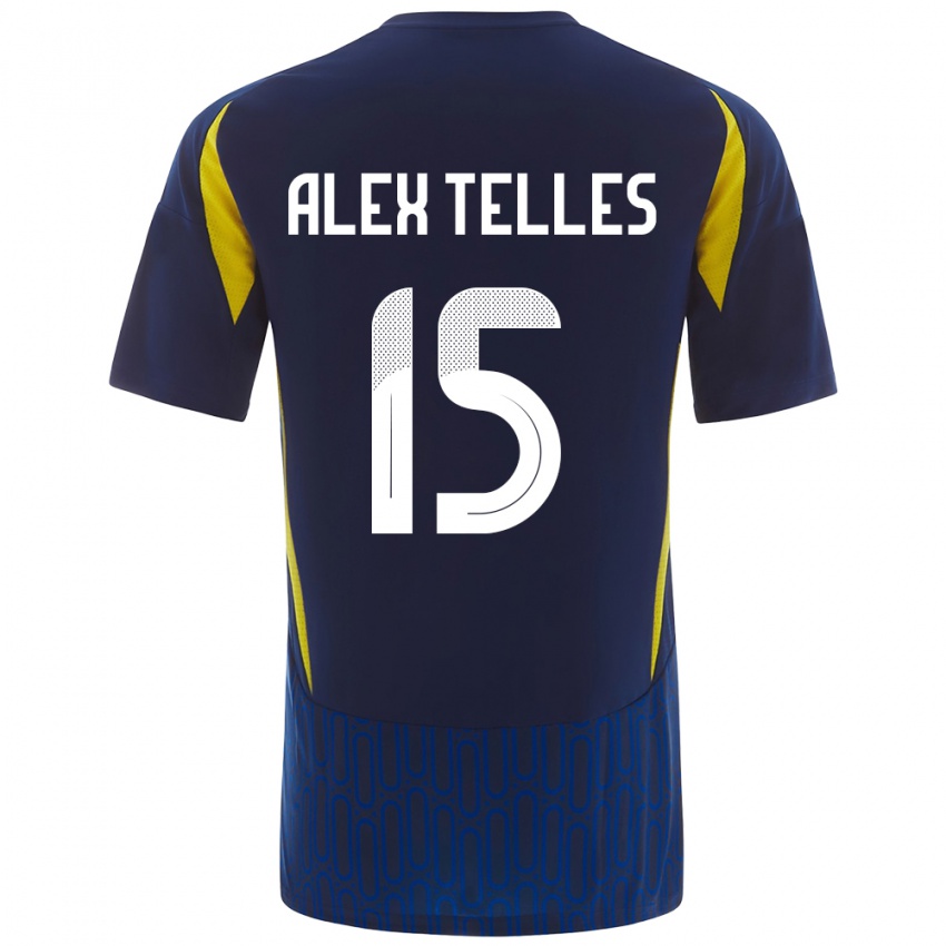 Kinderen Alex Telles #15 Blauw Geel Uitshirt Uittenue 2024/25 T-Shirt