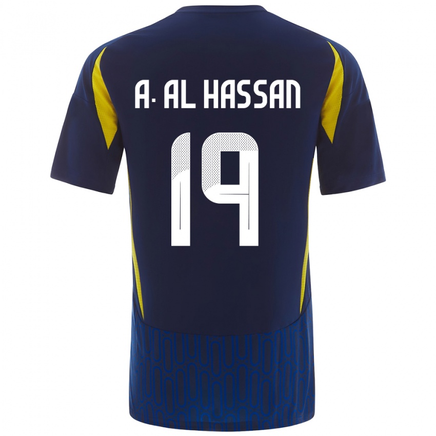 Kinderen Ali Al-Hassan #19 Blauw Geel Uitshirt Uittenue 2024/25 T-Shirt