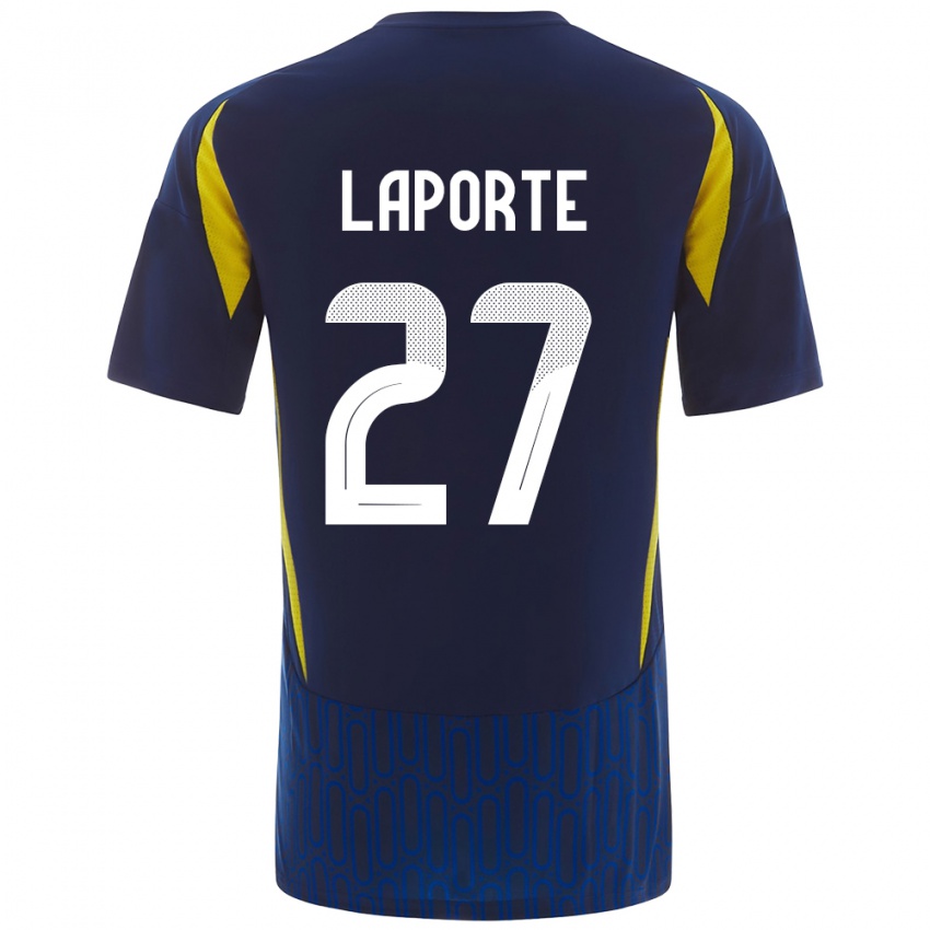 Kinderen Aymeric Laporte #27 Blauw Geel Uitshirt Uittenue 2024/25 T-Shirt