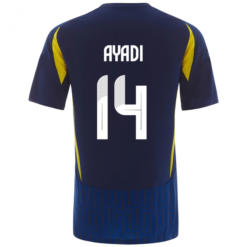 Kinderen Ghada Ayadi #14 Blauw Geel Uitshirt Uittenue 2024/25 T-Shirt