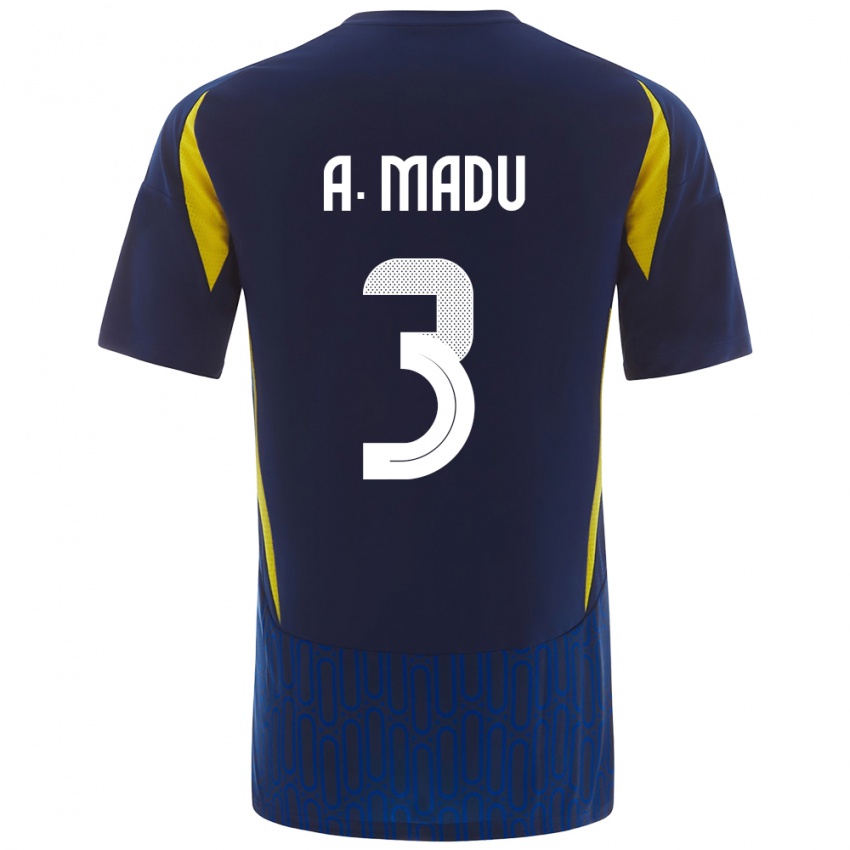 Kinderen Abdullah Madu #3 Blauw Geel Uitshirt Uittenue 2024/25 T-Shirt