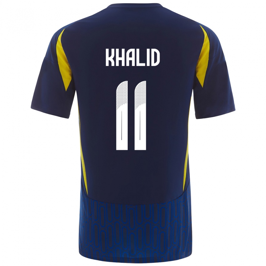 Kinderen Khalid Al-Ghannam #11 Blauw Geel Uitshirt Uittenue 2024/25 T-Shirt