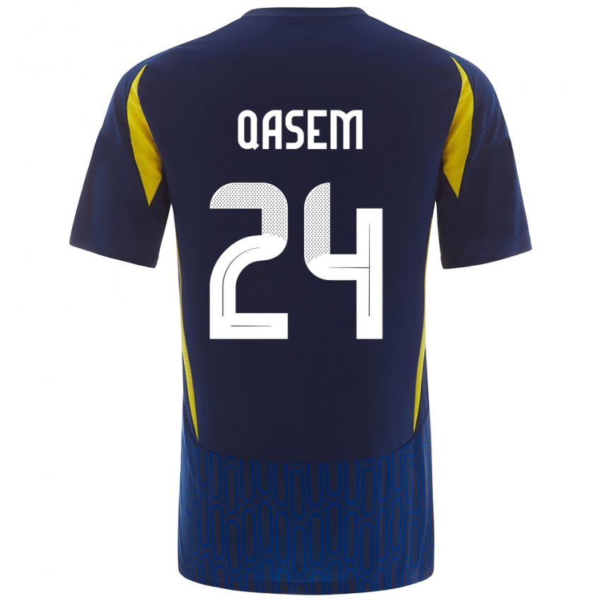 Kinderen Mohammed Qasem #24 Blauw Geel Uitshirt Uittenue 2024/25 T-Shirt