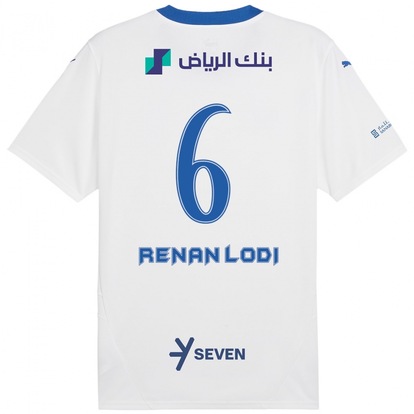 Kinderen Renan Lodi #6 Wit Blauw Uitshirt Uittenue 2024/25 T-Shirt