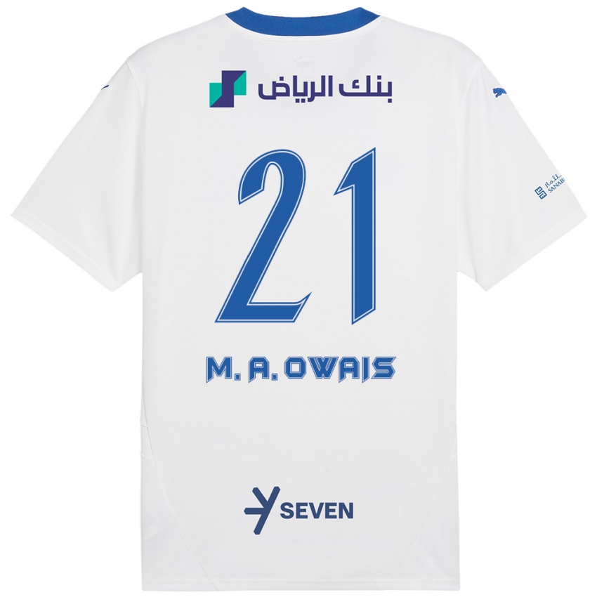 Kinderen Mohammed Al-Owais #21 Wit Blauw Uitshirt Uittenue 2024/25 T-Shirt