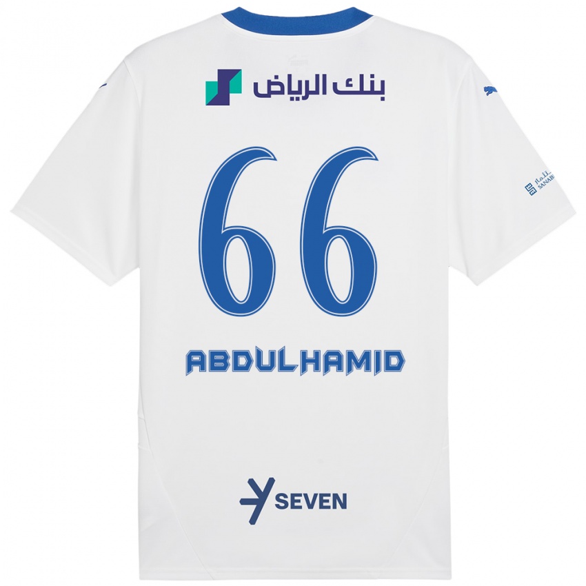 Kinderen Saud Abdulhamid #66 Wit Blauw Uitshirt Uittenue 2024/25 T-Shirt