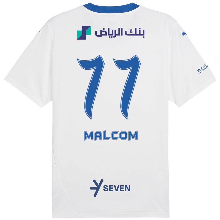 Kinderen Malcom #77 Wit Blauw Uitshirt Uittenue 2024/25 T-Shirt