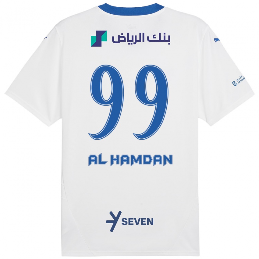 Kinderen Abdullah Al-Hamdan #99 Wit Blauw Uitshirt Uittenue 2024/25 T-Shirt