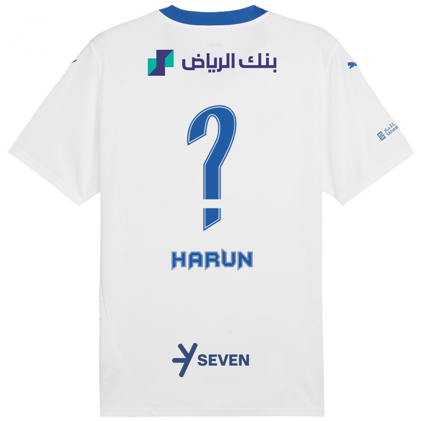 Kinderen Saud Harun #0 Wit Blauw Uitshirt Uittenue 2024/25 T-Shirt