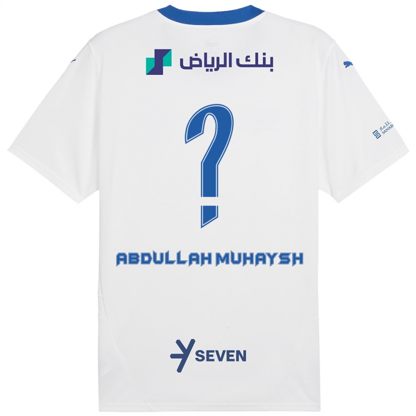 Kinderen Mohammed Abdullah Muhaysh #0 Wit Blauw Uitshirt Uittenue 2024/25 T-Shirt