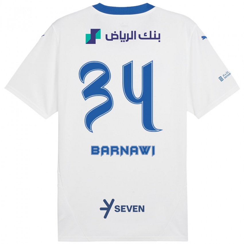 Kinderen Saleh Barnawi #34 Wit Blauw Uitshirt Uittenue 2024/25 T-Shirt