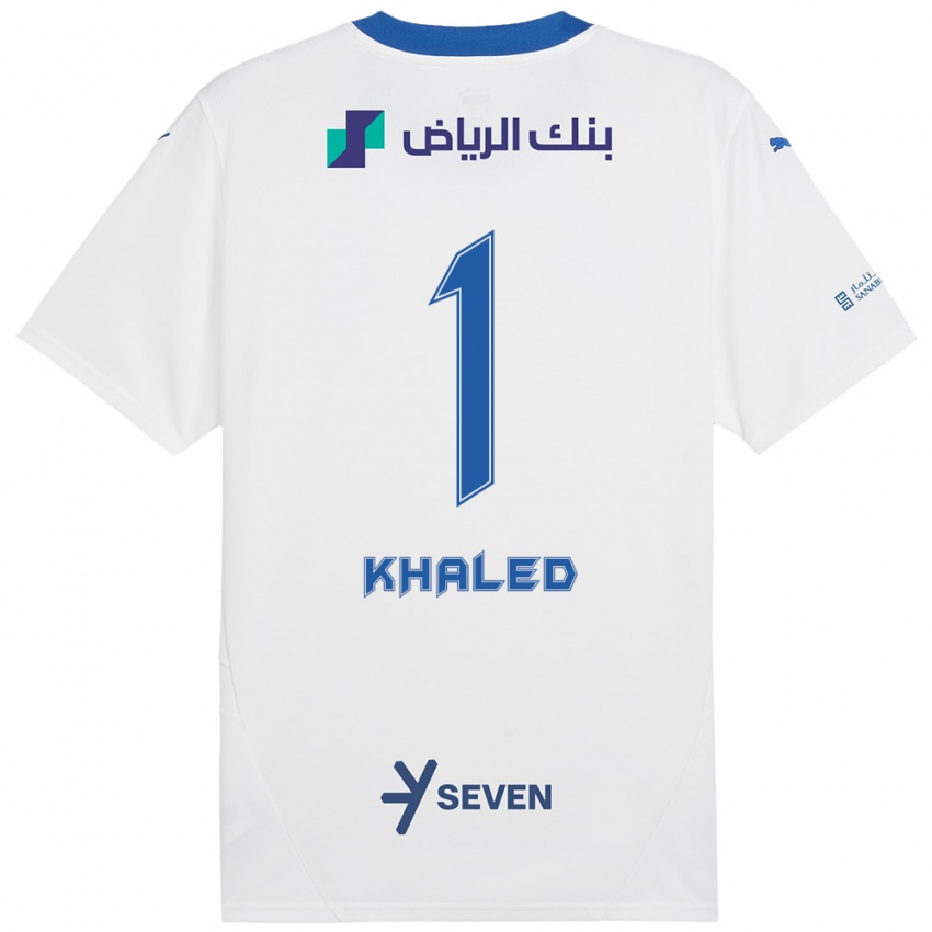 Kinderen Nawal Khaled #1 Wit Blauw Uitshirt Uittenue 2024/25 T-Shirt