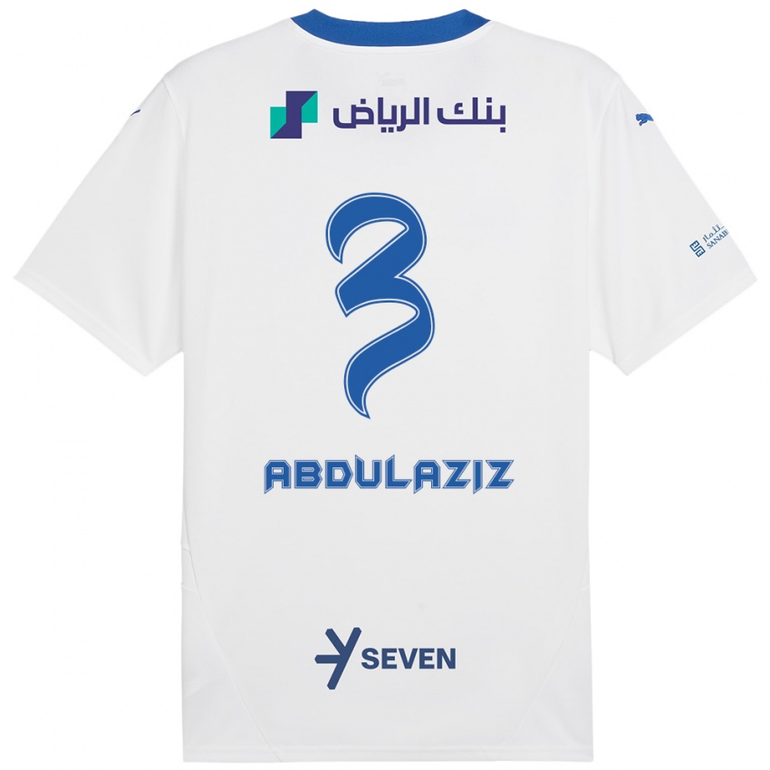 Kinderen Al Jawhara Abdulaziz #3 Wit Blauw Uitshirt Uittenue 2024/25 T-Shirt