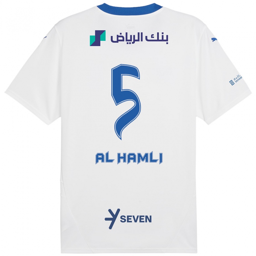 Kinderen Noura Al-Hamli #5 Wit Blauw Uitshirt Uittenue 2024/25 T-Shirt