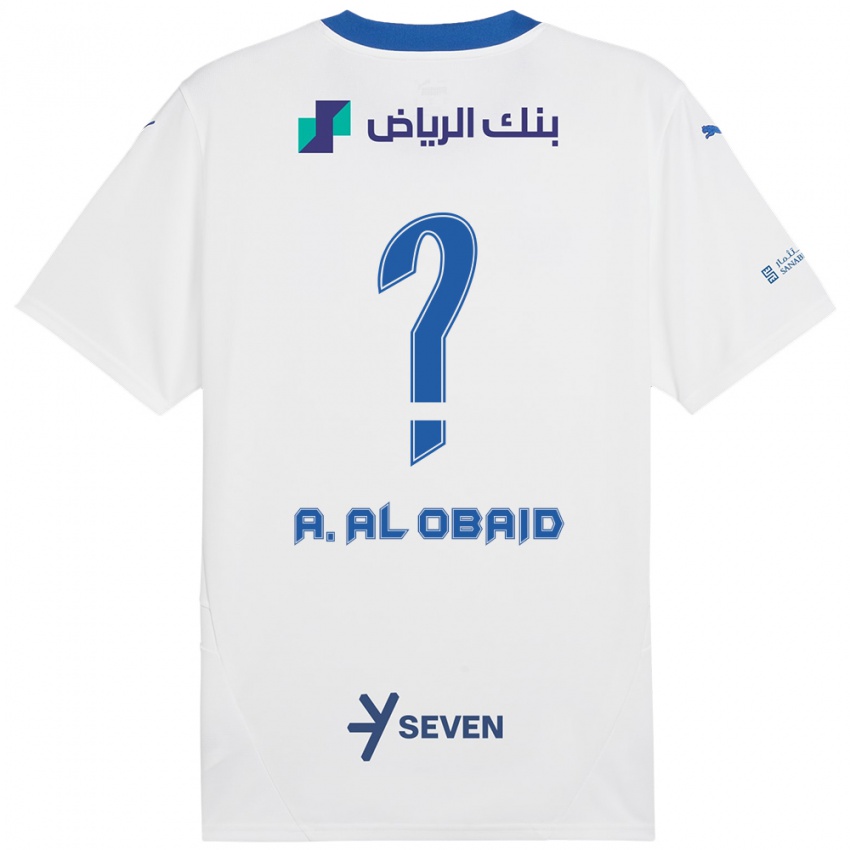 Kinderen Abdulrahman Al-Obaid #0 Wit Blauw Uitshirt Uittenue 2024/25 T-Shirt