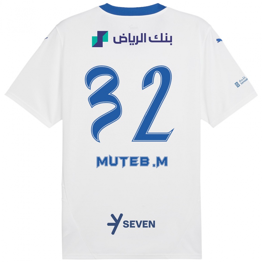 Kinderen Muteb Al-Mufarrij #32 Wit Blauw Uitshirt Uittenue 2024/25 T-Shirt