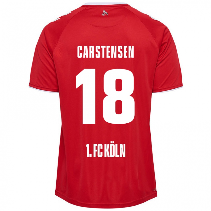 Kinderen Rasmus Carstensen #18 Rood Wit Uitshirt Uittenue 2024/25 T-Shirt