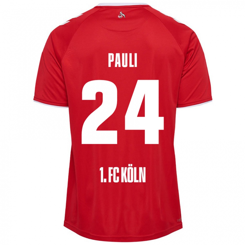 Kinderen Julian Pauli #24 Rood Wit Uitshirt Uittenue 2024/25 T-Shirt