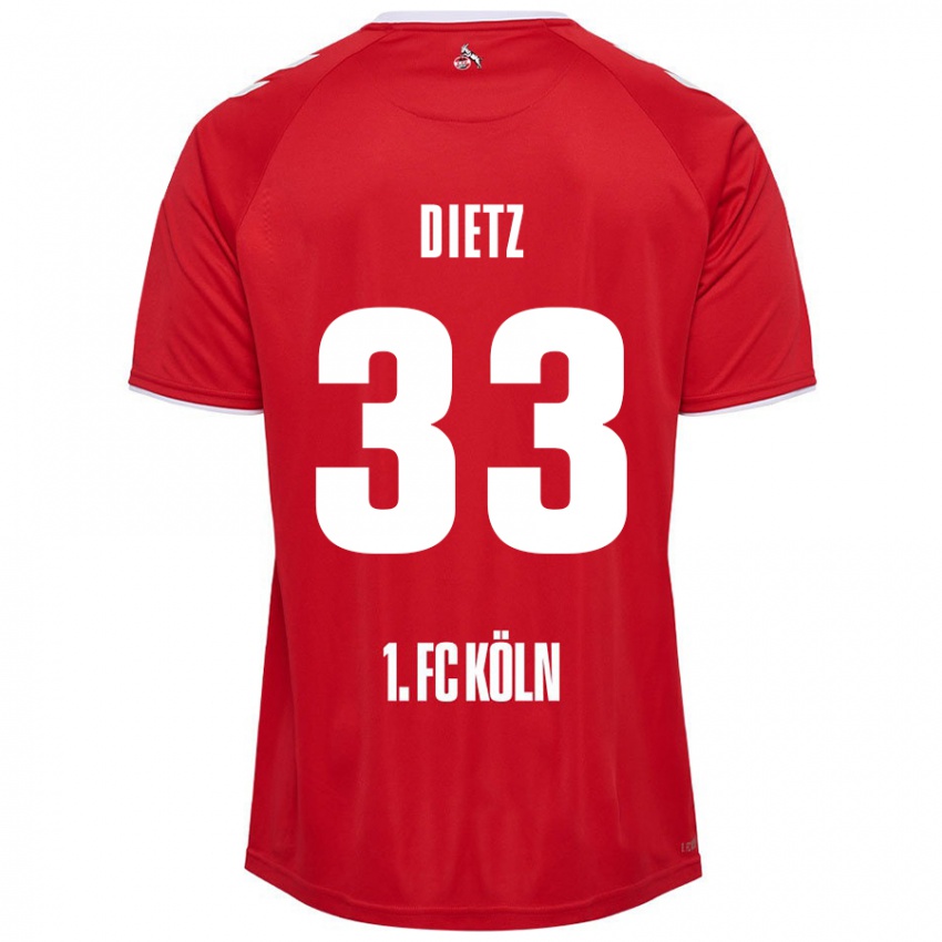 Kinderen Florian Dietz #33 Rood Wit Uitshirt Uittenue 2024/25 T-Shirt