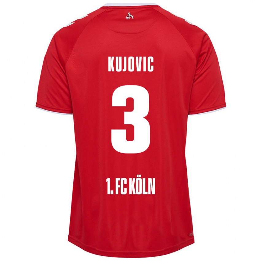 Kinderen Emin Kujovic #3 Rood Wit Uitshirt Uittenue 2024/25 T-Shirt