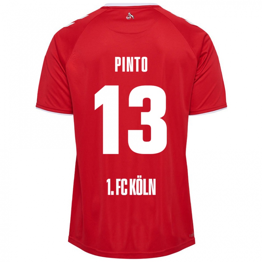 Kinderen João Pinto #13 Rood Wit Uitshirt Uittenue 2024/25 T-Shirt