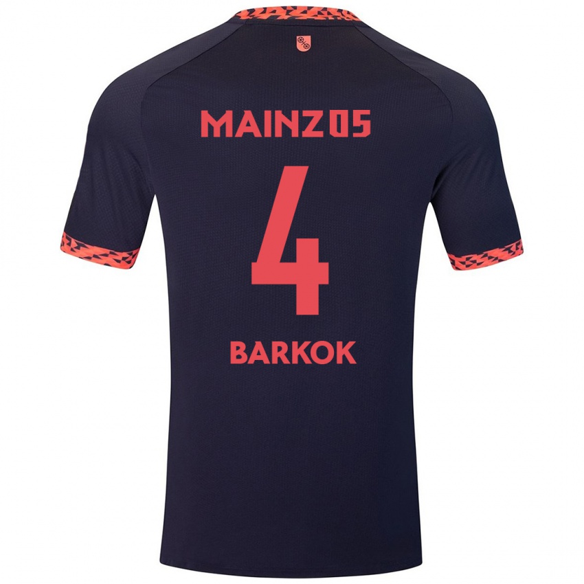 Kinderen Aymen Barkok #4 Blauw Koraalrood Uitshirt Uittenue 2024/25 T-Shirt