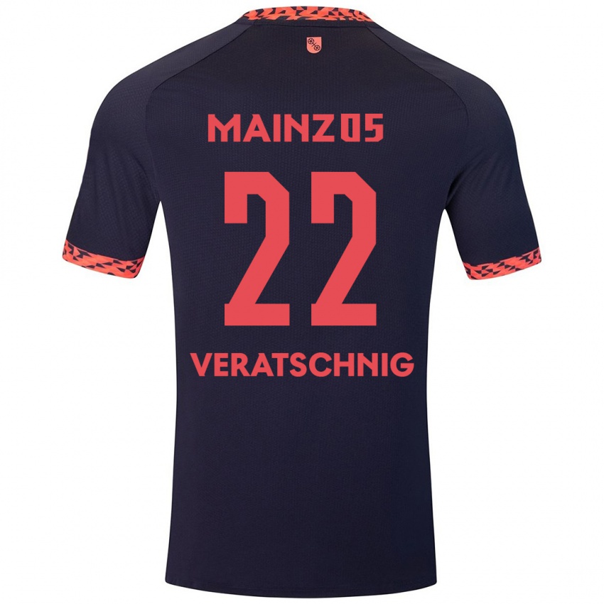 Kinderen Nikolas Veratschnig #22 Blauw Koraalrood Uitshirt Uittenue 2024/25 T-Shirt