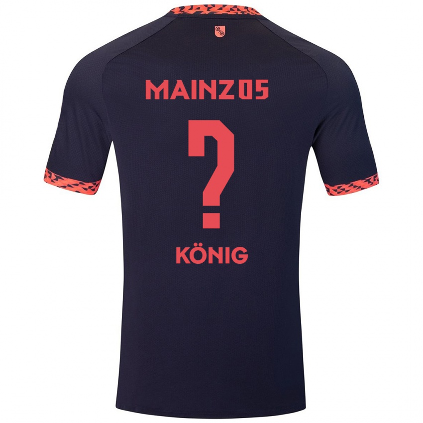 Kinderen Raúl König #0 Blauw Koraalrood Uitshirt Uittenue 2024/25 T-Shirt