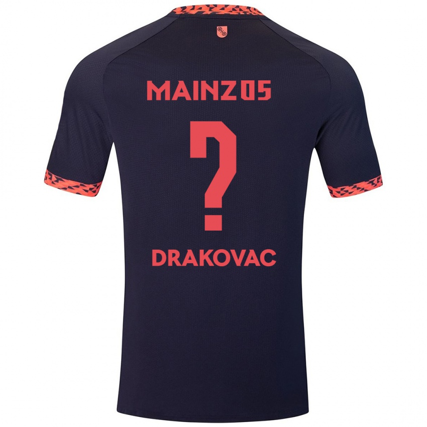 Kinderen Benjamin Drakovac #0 Blauw Koraalrood Uitshirt Uittenue 2024/25 T-Shirt