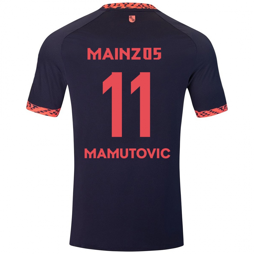 Kinderen David Mamutovic #11 Blauw Koraalrood Uitshirt Uittenue 2024/25 T-Shirt